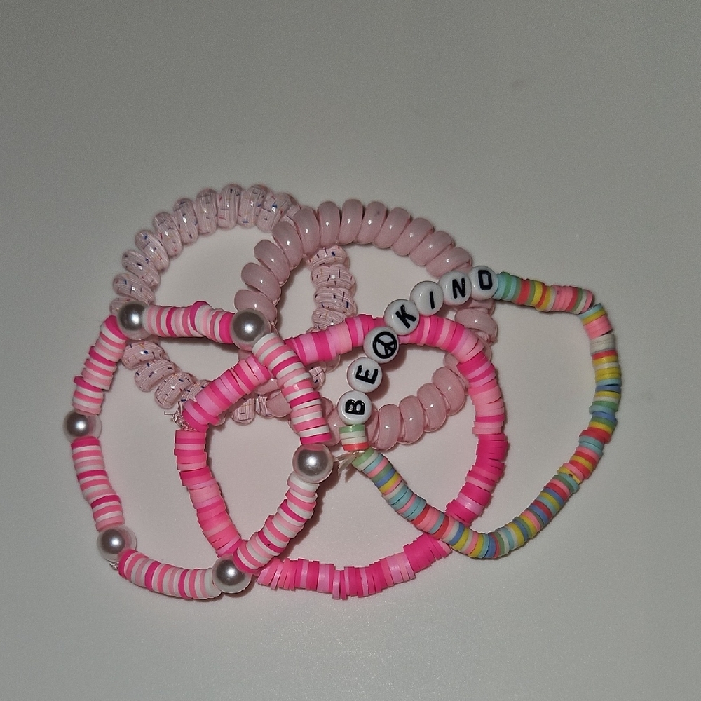 Pink and Multicolor Kids Bracelet Set